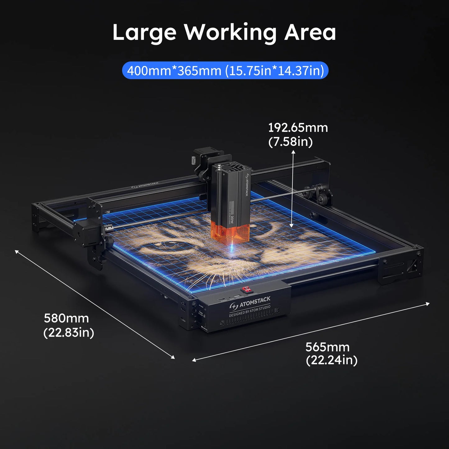 Atomstack A20 Pro V2 Laser Engraver machine Machine 20W Quad-Laser  Cutter Metal Arcylic Wood Glass 400*365mm
