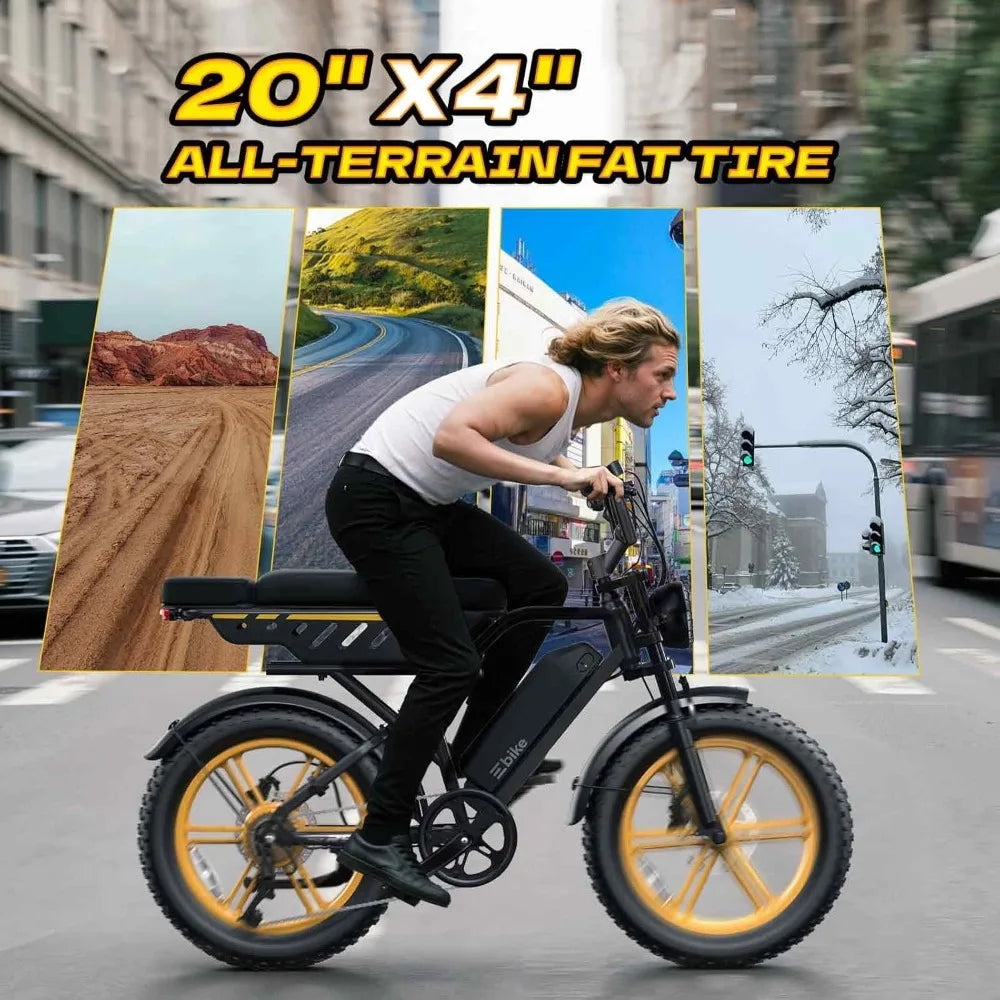 Electric Fat Tire E Bike 1500W Peak Motor All Terrain