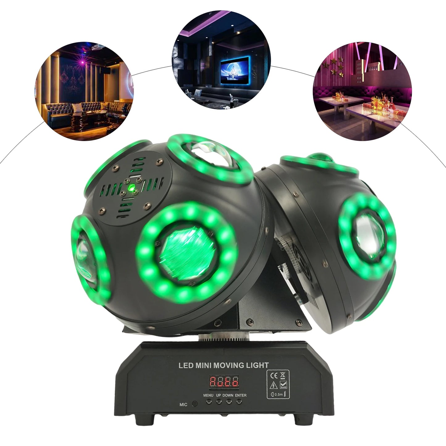 200w Stage Light, 3in1 Football Light Rgb Moving Head Stage Lights Party Stage Lighting 360° Infinite Rotation Beam Strobe Dj LE