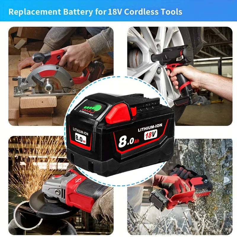 6 Pack 18V 8.0Ah Battery Replace For All Milwaukee M18 8000mAh Cordless Power Tools Lithium-Ion Battery Compatible With Milwauke