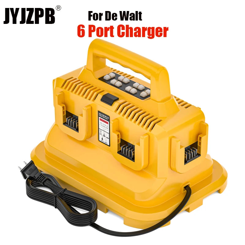 Upgrade 6-Ports Rapid Battery Charger Station,Simultaneous Charging for Dewalt 20V/60V Battery DCB200 DCB205 DCB606 DCB609
