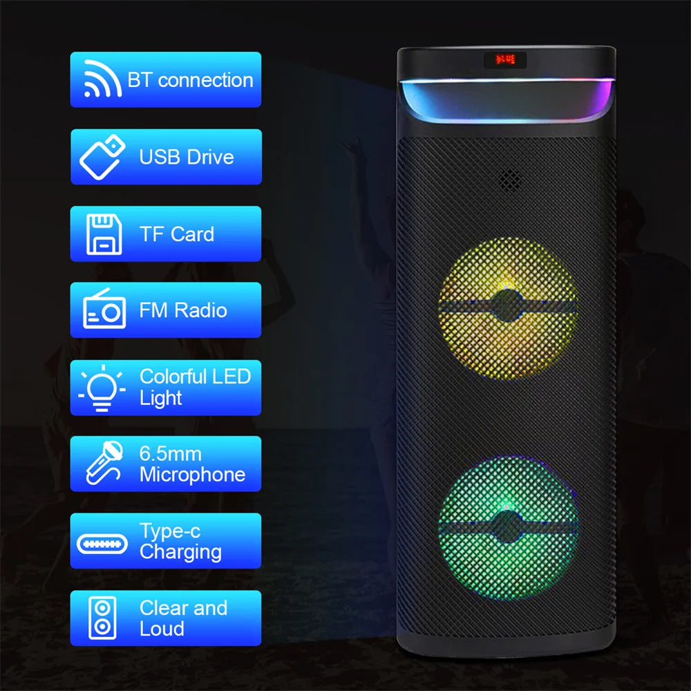 CURUK 3000W Dual Portable Bluetooth Party Speaker Subwoofer