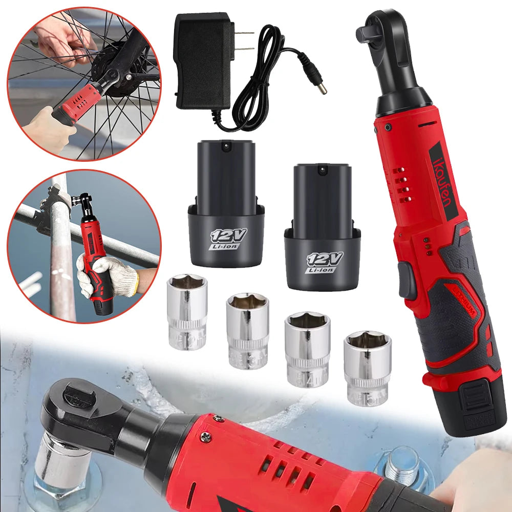 Rechargeable Electric Ratchet Wrench Diagonal Drill Screwdriver Removable Screws and Nuts Auto Repair Tools