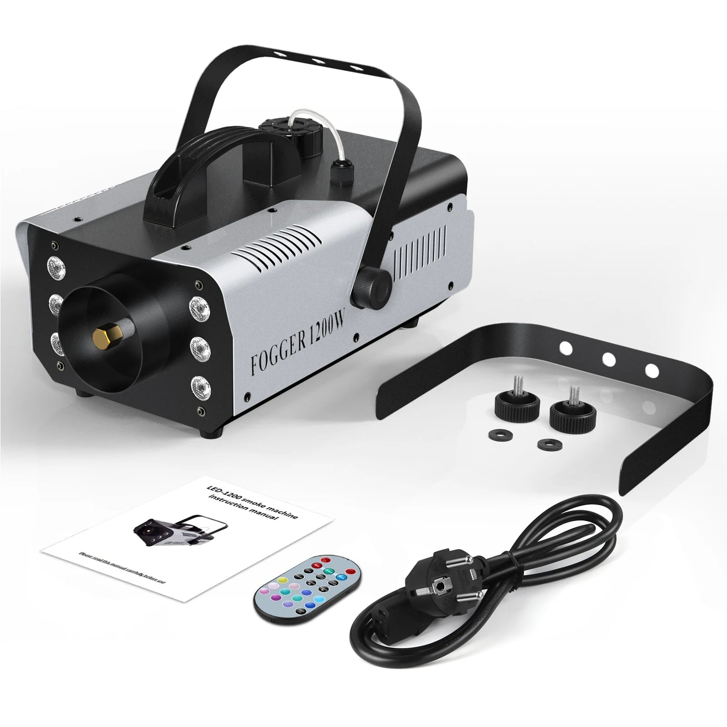 Datewink 1200W Smoke Fog Machine RGB 6LEDs Stage Lighting Effect Haze Generator Remote Control For Party DJ Disco Club Wedding