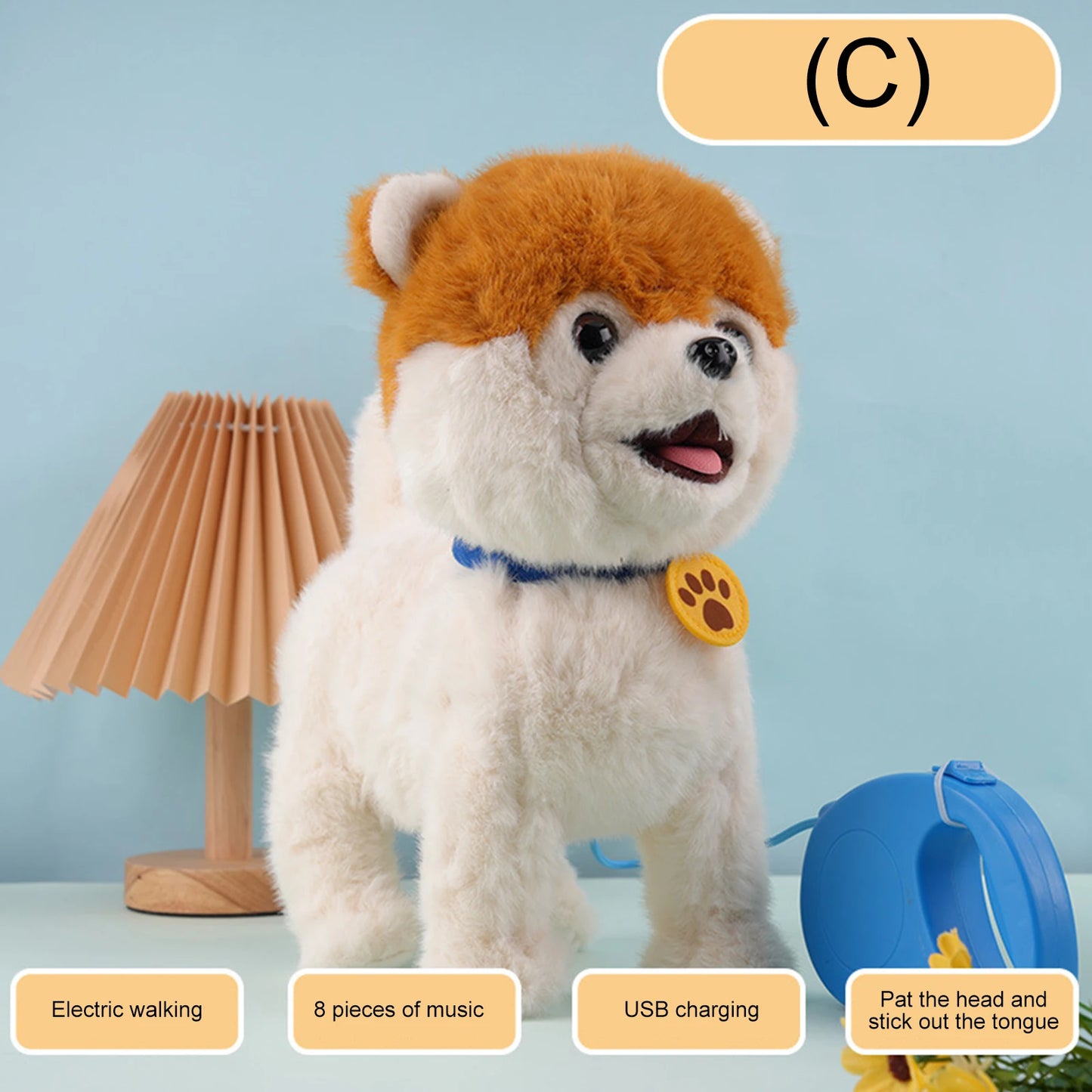 Leash Electric Walking Dog Toy Lifelike Interactive Plush Animal Toy- Licking Motion,Voice Mimicking,Remote Control for Age 4 Up