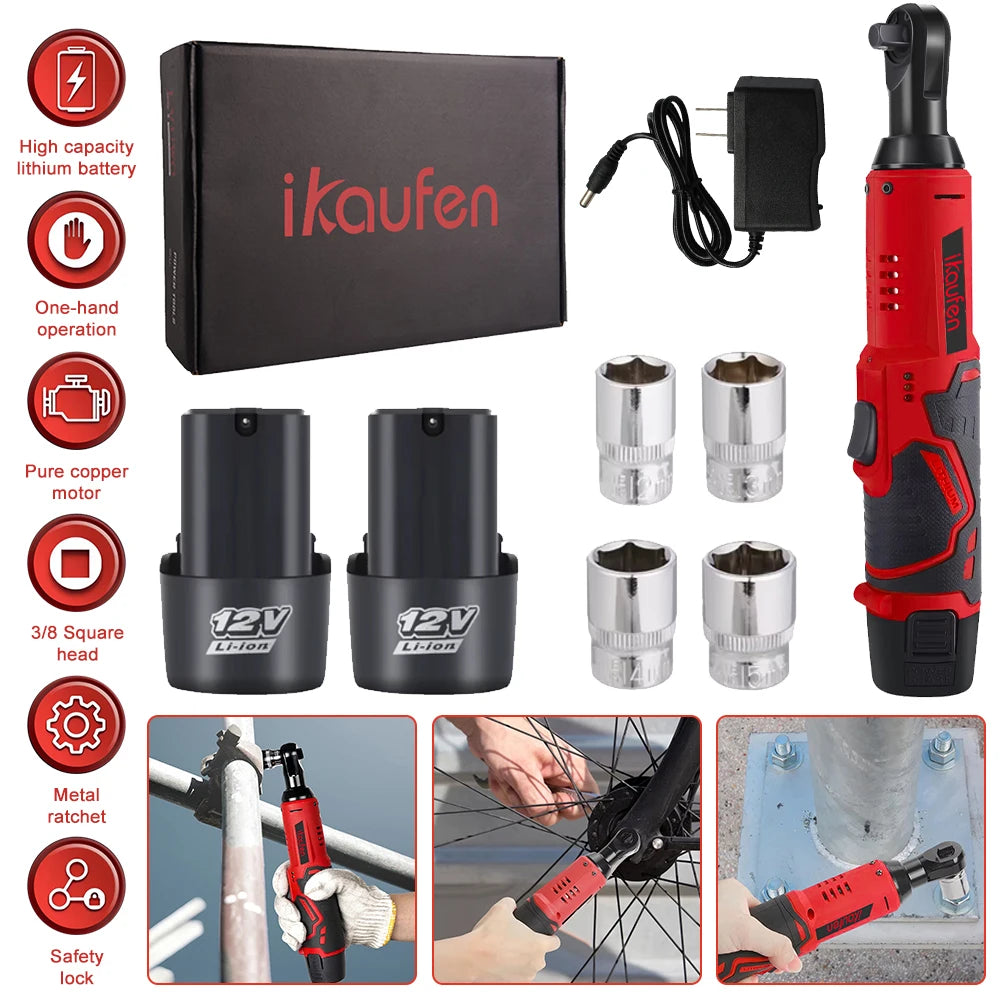 Rechargeable Electric Ratchet Wrench Diagonal Drill Screwdriver Removable Screws and Nuts Auto Repair Tools