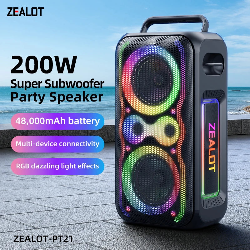 Zealot PT21 200W Portable Bluetooth Speaker IPX5 Waterproof