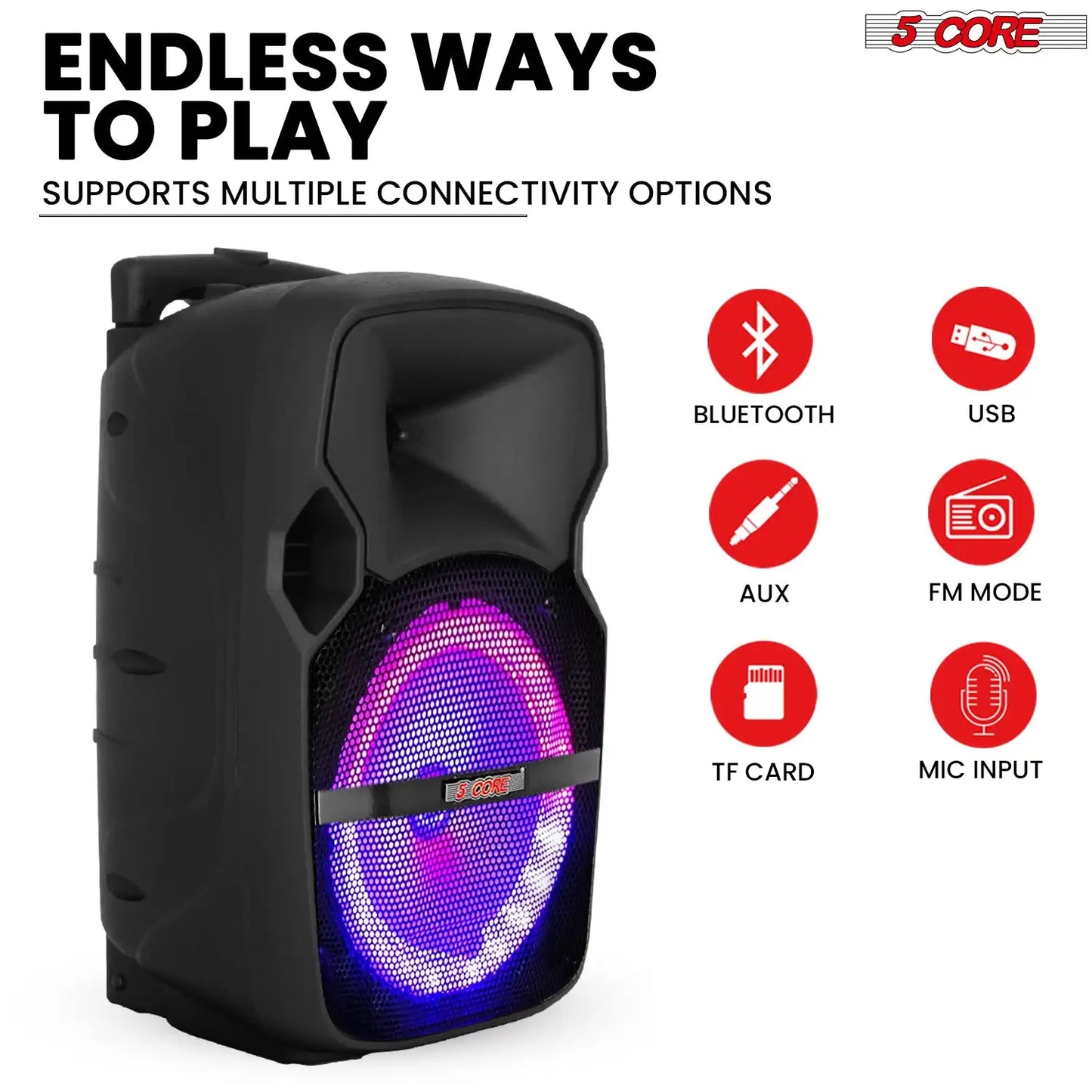 5 CORE Party Speaker With Microphone 400W Bluetooth PA System