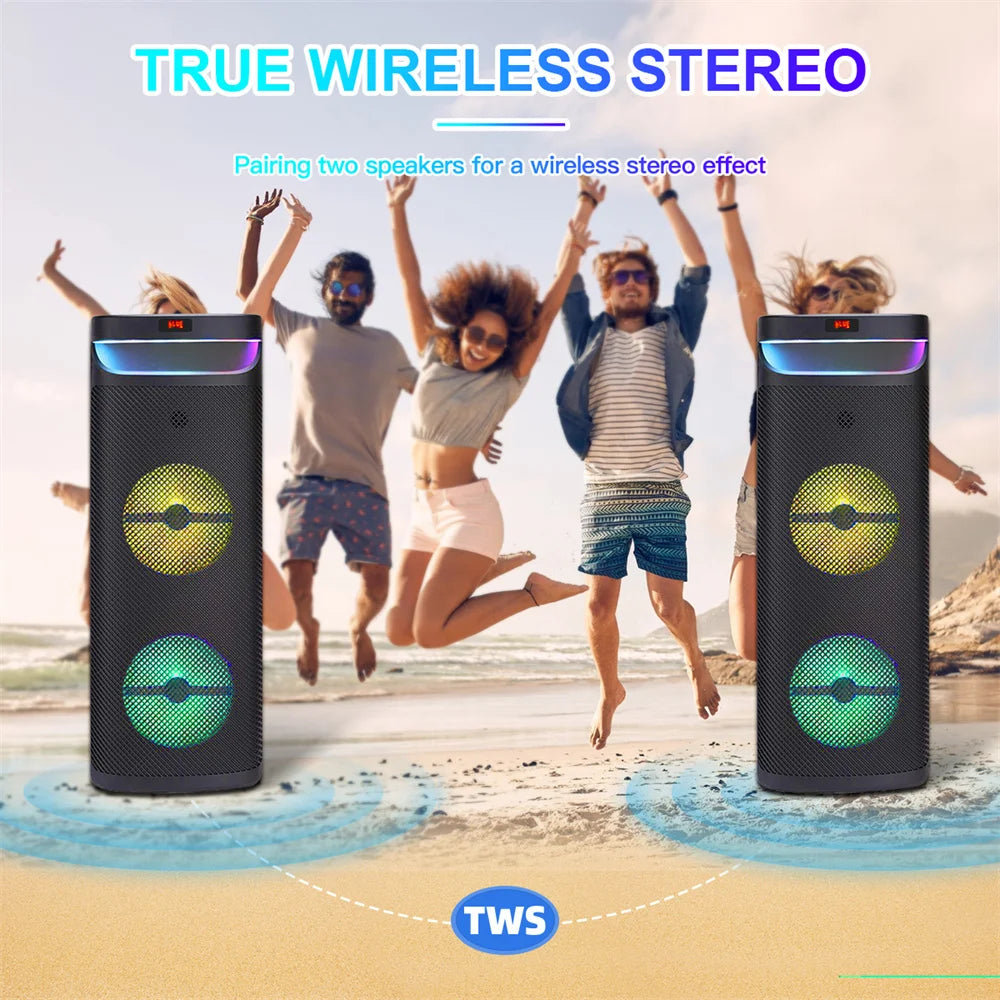CURUK 3000W Dual Portable Bluetooth Party Speaker Subwoofer