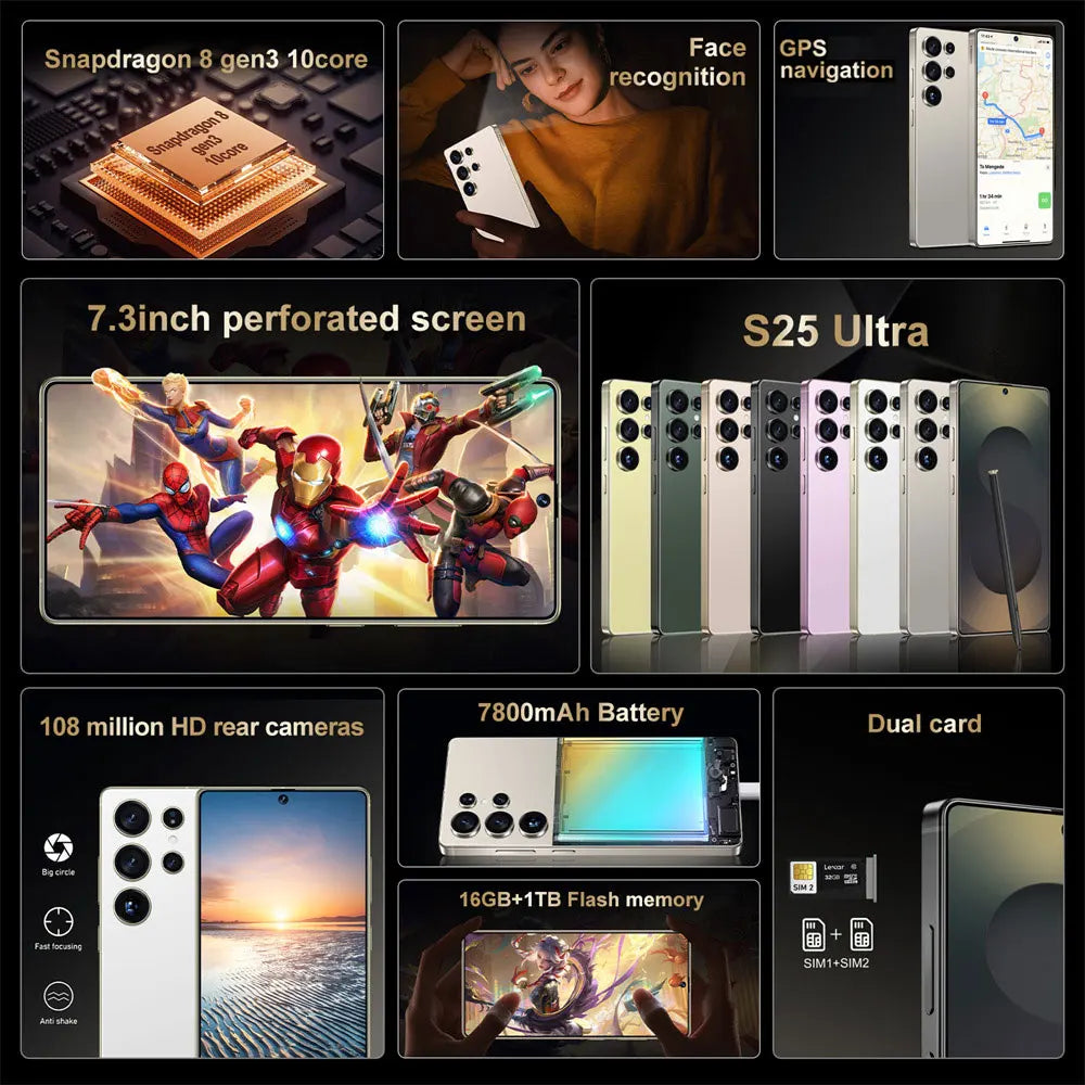 2025 Original Pad S25 ultra Tablet PC 7.3 inch HD 4K Android 13 22GB+2TB 8000mAh Battery 4G 5G Dual Sim Card WiFi GPS Google Tab