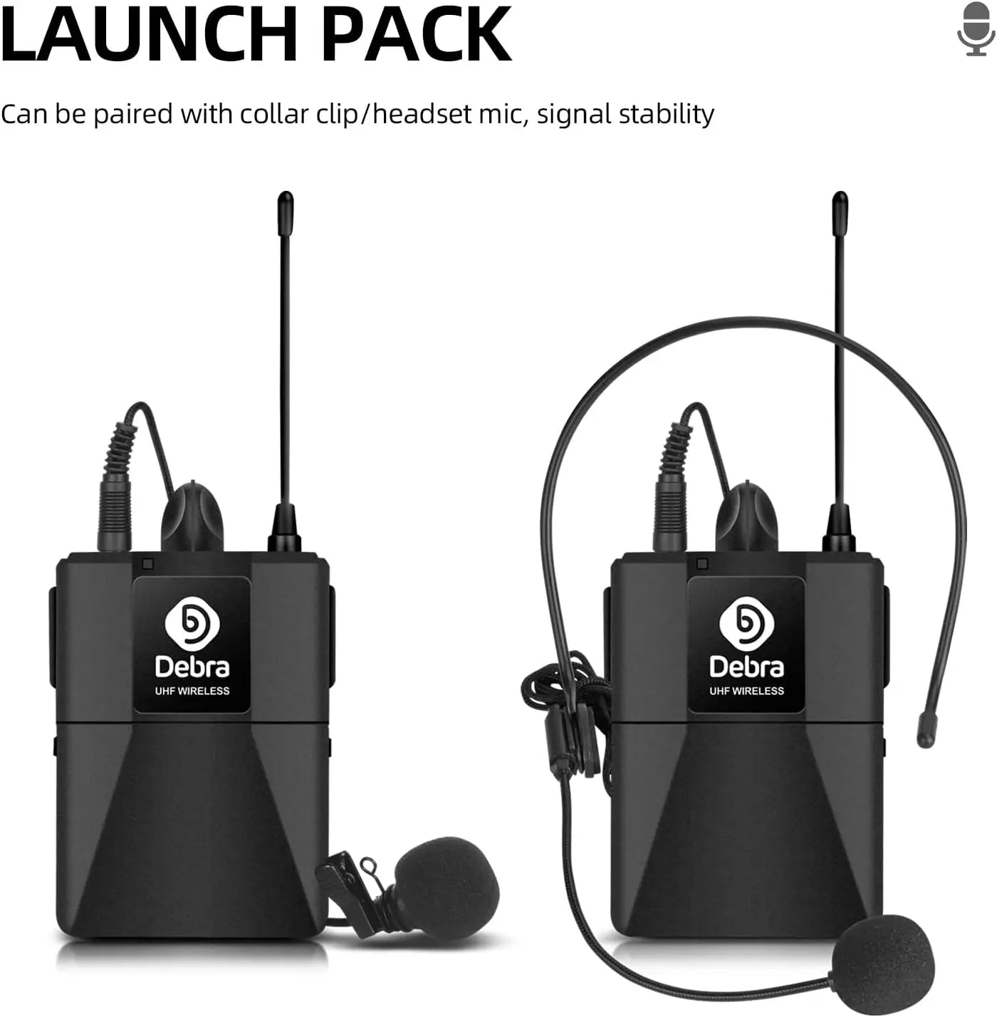 Audio AU200 Pro UHF 2-Ch Wireless Mic System, Metal Receiver, Handheld & Lavalier Mics for Karaoke Church Party