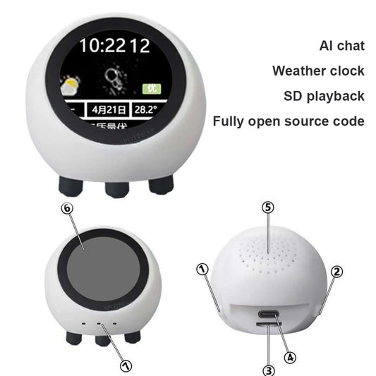Smart Desktop Robot Multi-Function Mini Robot Tabletop Ornaments LCD Display Smart Assistant Robot 1.28in for Home Office