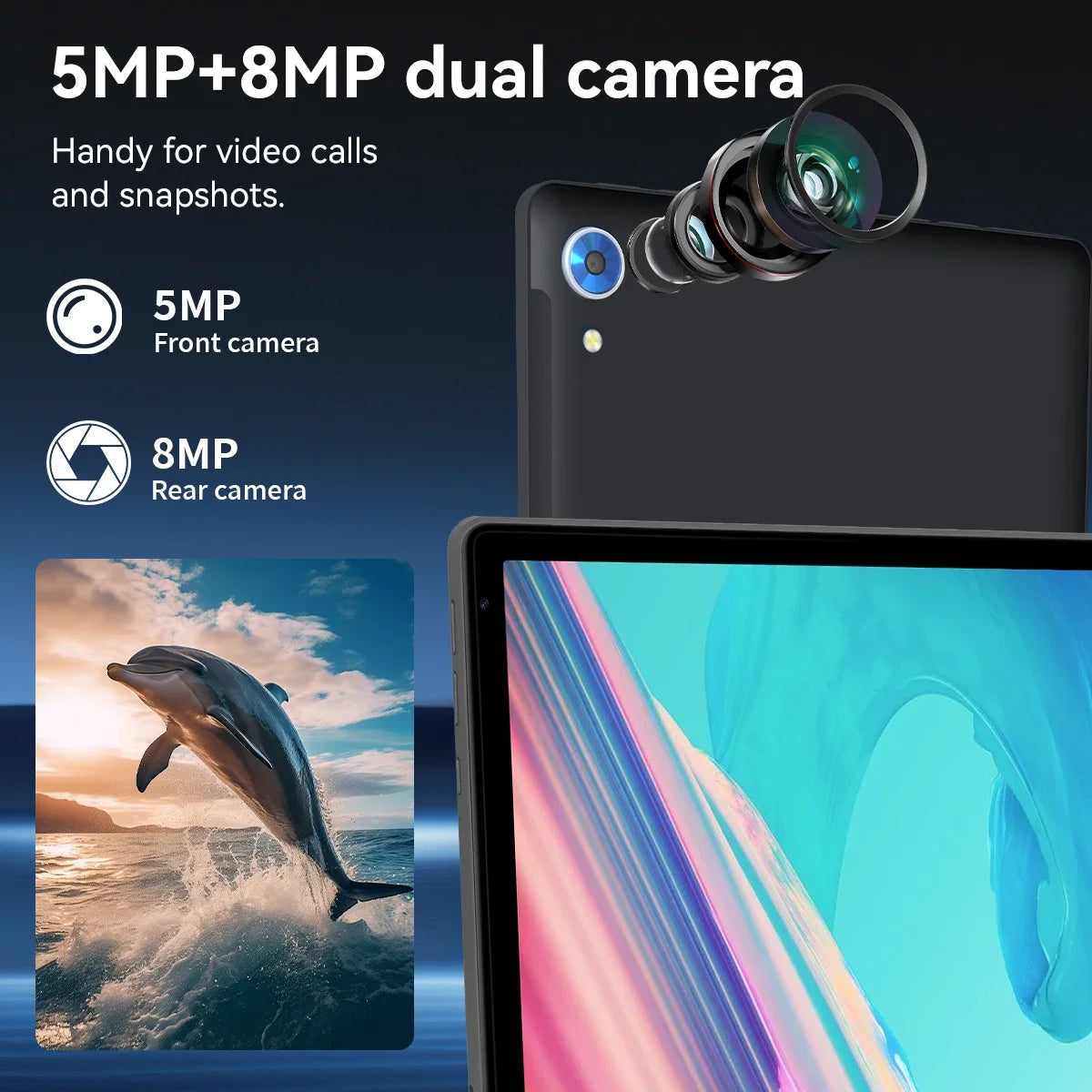 URAO 10 Inch Android 15 Tablet 8 Core Tablets 24GB+128GB 1TB Expansion WiFi6 5MP+8MP Stylus Keyboard Mouse Headphone PC PAD Set