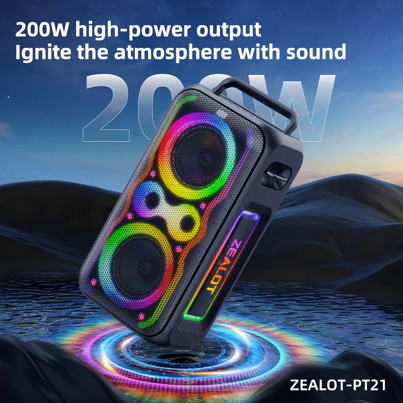 Zealot PT21 200W Portable Bluetooth Speaker IPX5 Waterproof