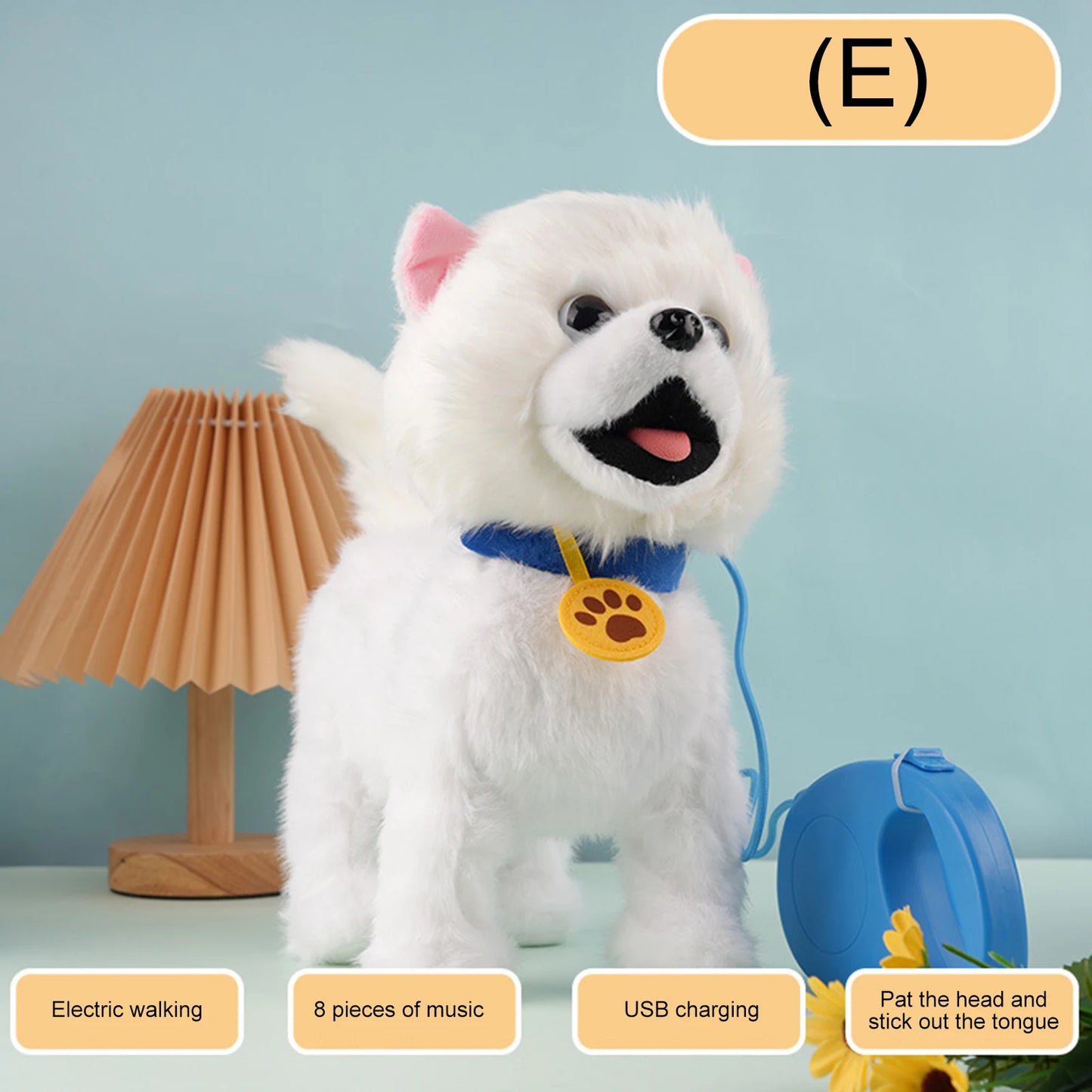 Leash Electric Walking Dog Toy Lifelike Interactive Plush Animal Toy- Licking Motion,Voice Mimicking,Remote Control for Age 4 Up