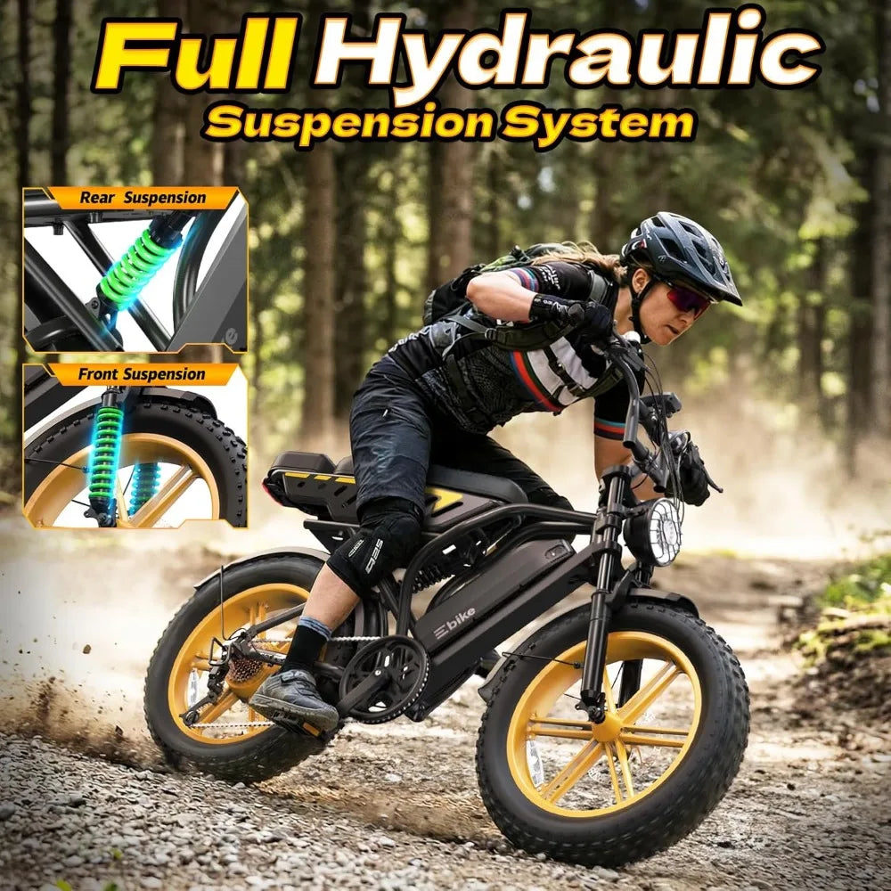 Electric Fat Tire E Bike 1500W Peak Motor All Terrain