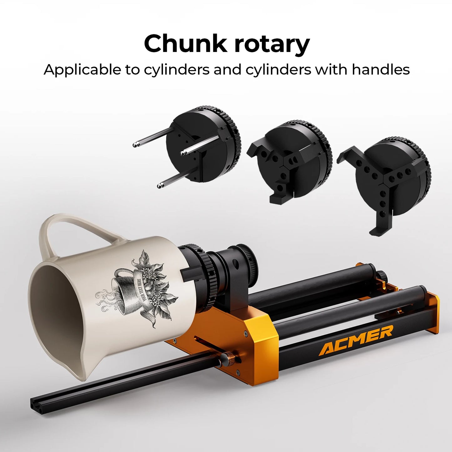 ACMER M4 Chuck Rotation Module 4th Axis Rotary Axis Clamp Diameter 4-64mm Laser Engraver Accessories Curved Surface 3-Jaw