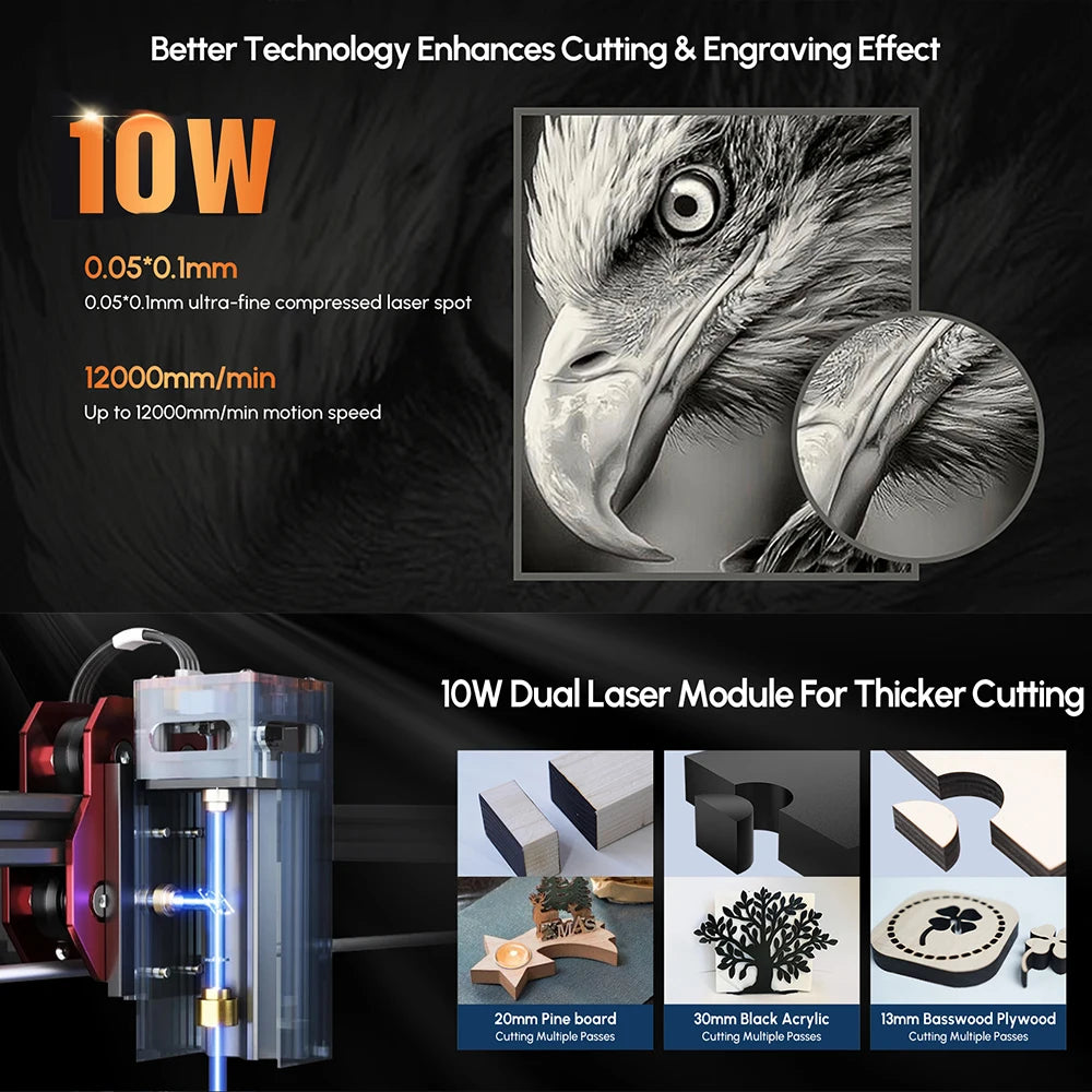 Algolaser DIYKIT MK2 40*43cm CNC Laser Cutter Engraver Air Aissit WiFi Table Metal Acrylic Wood Laser Cutting Engraving Machine