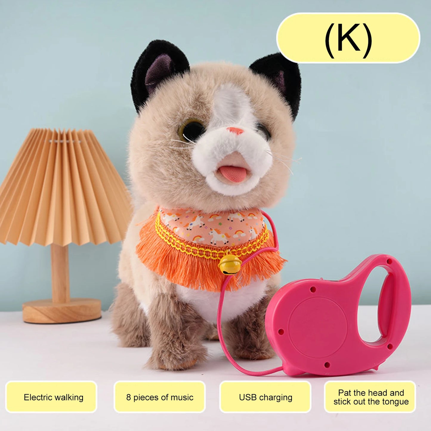 Leash Electric Walking Dog Toy Lifelike Interactive Plush Animal Toy- Licking Motion,Voice Mimicking,Remote Control for Age 4 Up