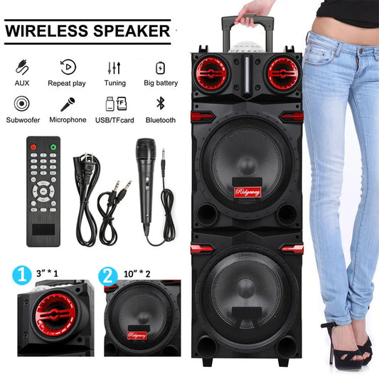 CURUK 9000W Portable Bluetooth Speaker Dual Subwoofer Led Light