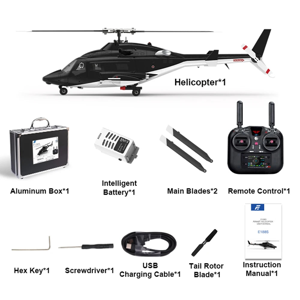 Eachine E188S AirWolf 2.4G 9CH 6G GPS Optical Flow Localization LiDAR TOF Altitude Hold Dual Brushless Motor RC Helicopter RTF