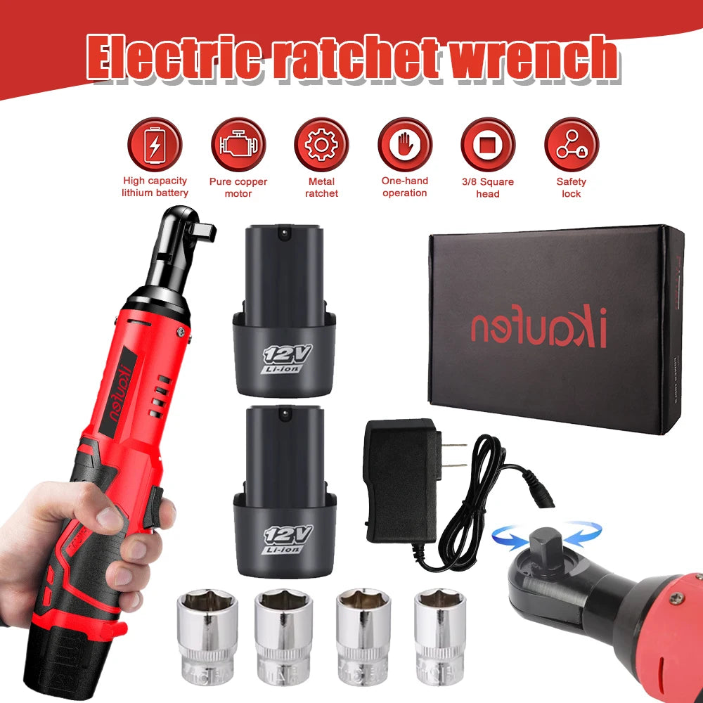 Rechargeable Electric Ratchet Wrench Diagonal Drill Screwdriver Removable Screws and Nuts Auto Repair Tools