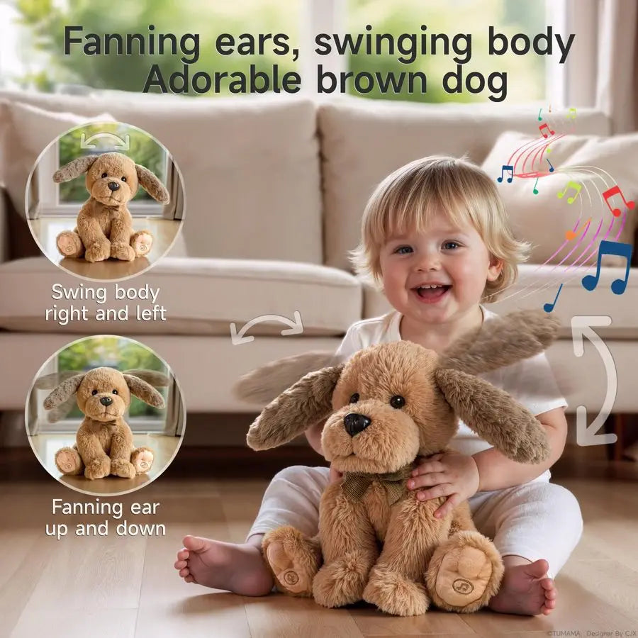 OR TU Baby Animated Plush Dog, Interactive Singing Talking Puppy Dog Musical Stuffed Animal Toys, 10