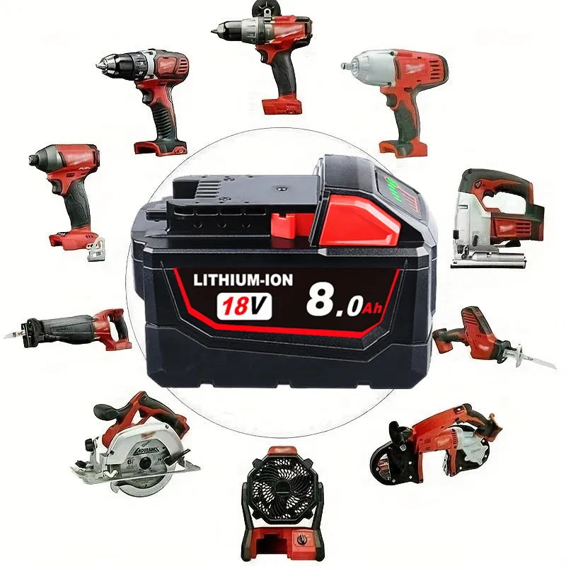 6 Pack 18V 8.0Ah Battery Replace For All Milwaukee M18 8000mAh Cordless Power Tools Lithium-Ion Battery Compatible With Milwauke