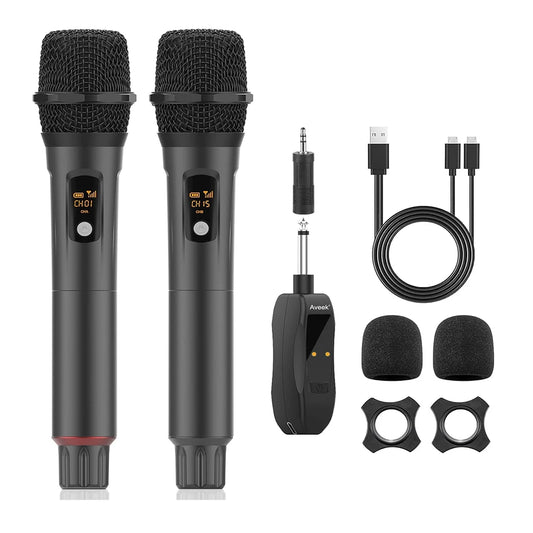 Wireless Microphones Rechargeable, Aveek Karaoke Handheld Microphone with Receiver,Microphones for Singing,Karaoke Machines,DJ