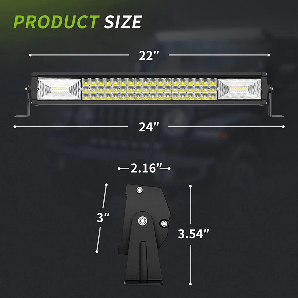 22inch LED Light Bar+4inch Led Work Light Kit With Switch On/Off Wiring Harness Kit Led Off Road Driving Working Lights DC12-24V