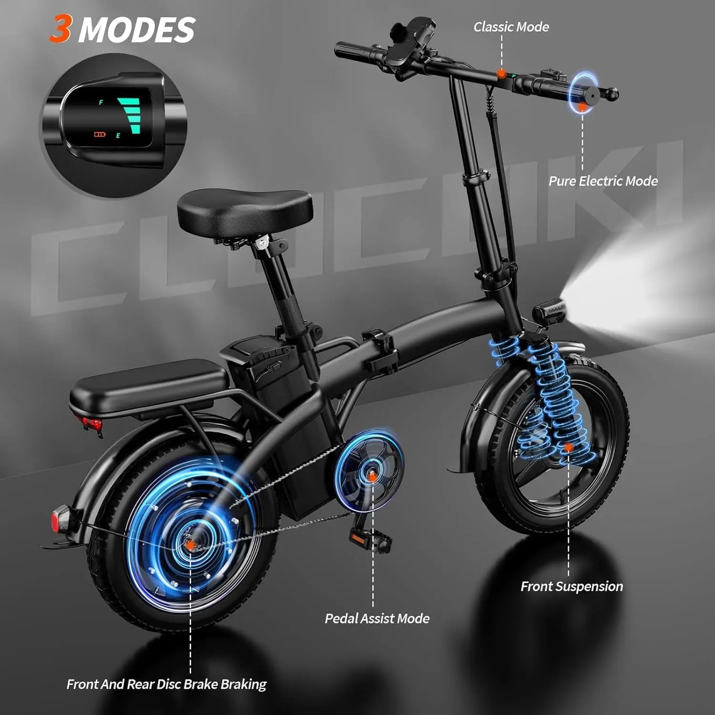 Folding Electric Bike For Adults 500W 25 MPH Removable 576Wh Battery