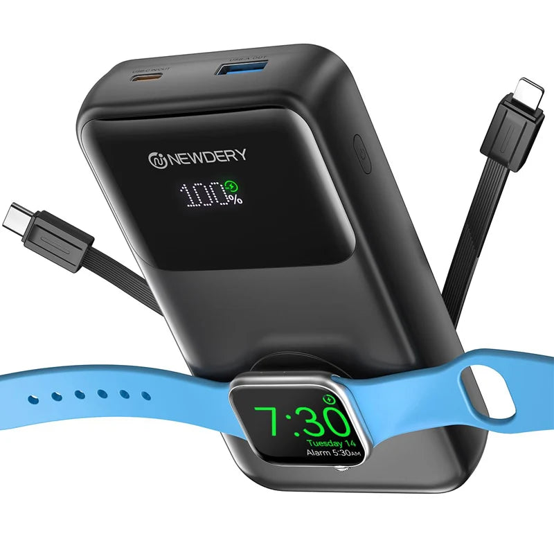 Powerbank Travel Battery Pack 20000mAh Portable Charger for All iWatch, iPhones,Samsung Power Bank Built-in Cables Fast Charging