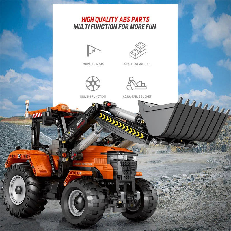Loading Tractor Building Set for Adult w/Remote Control, Architectural Model Kit, STEM Engineering Building Toy for Teen,1496pcs