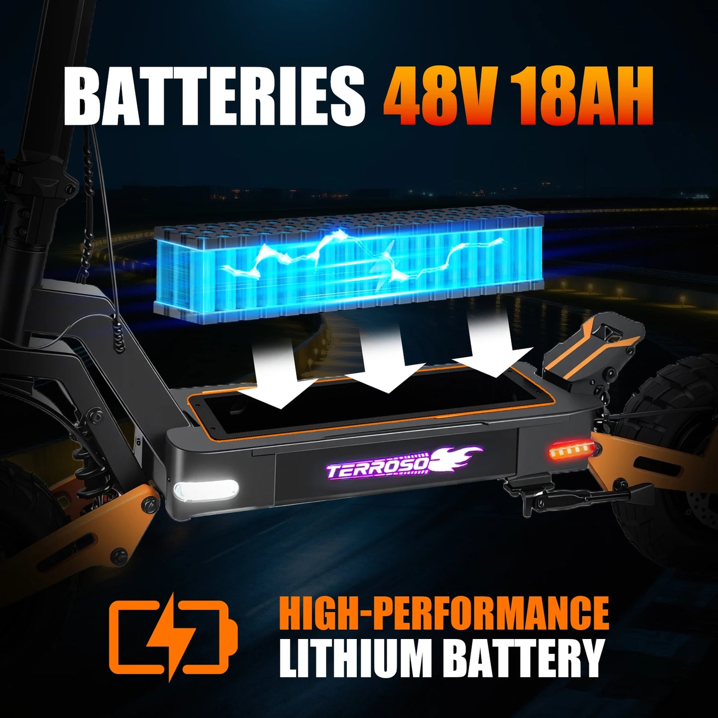 Folding Electric Scooter 1200W With Suspension Up To 40 Mph