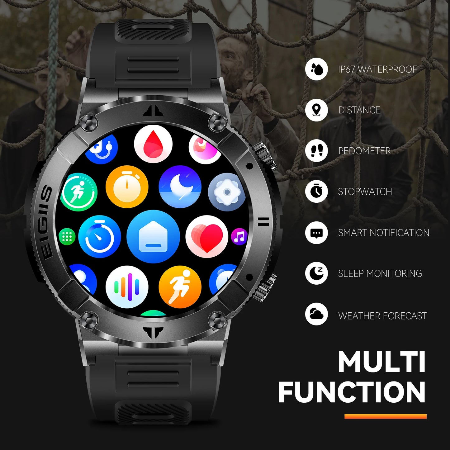 LaNikar Smart Watch Men TFT Display Bluetooth Blood Pressure Health