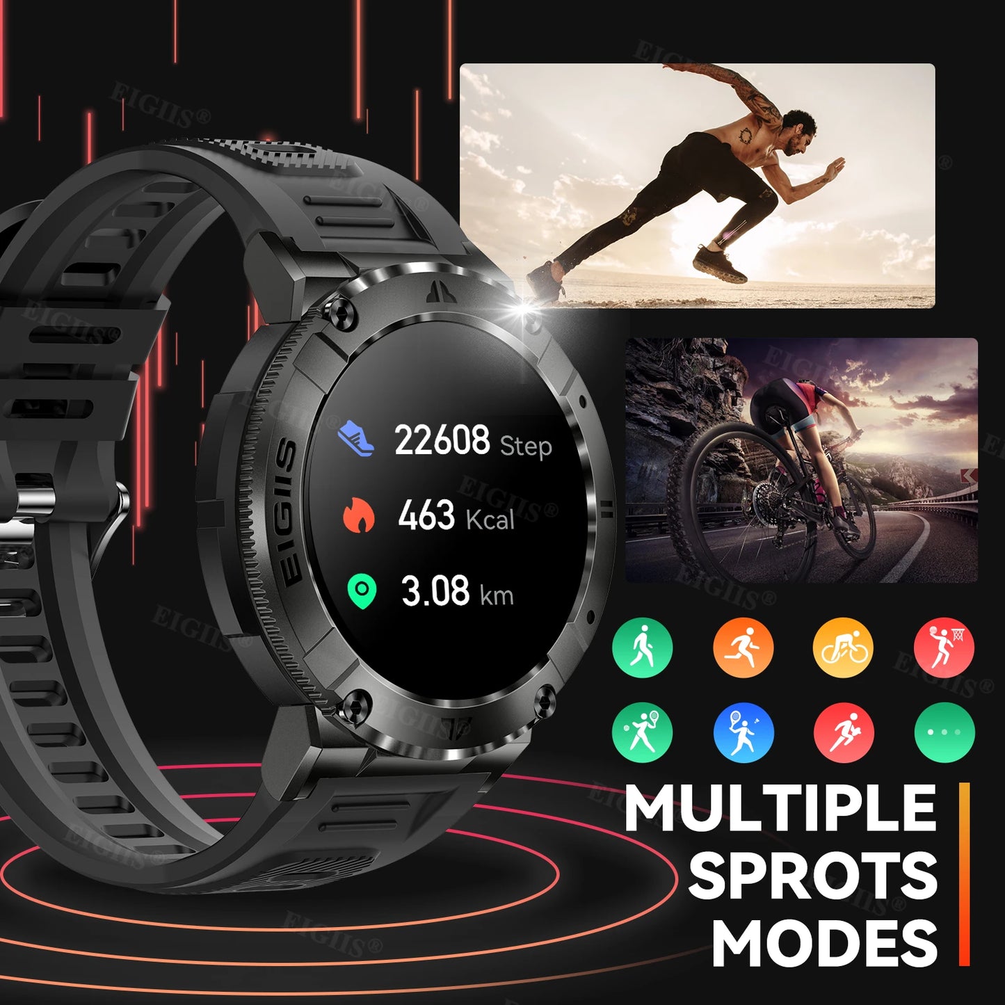 LaNikar Smart Watch Men TFT Display Bluetooth Blood Pressure Health