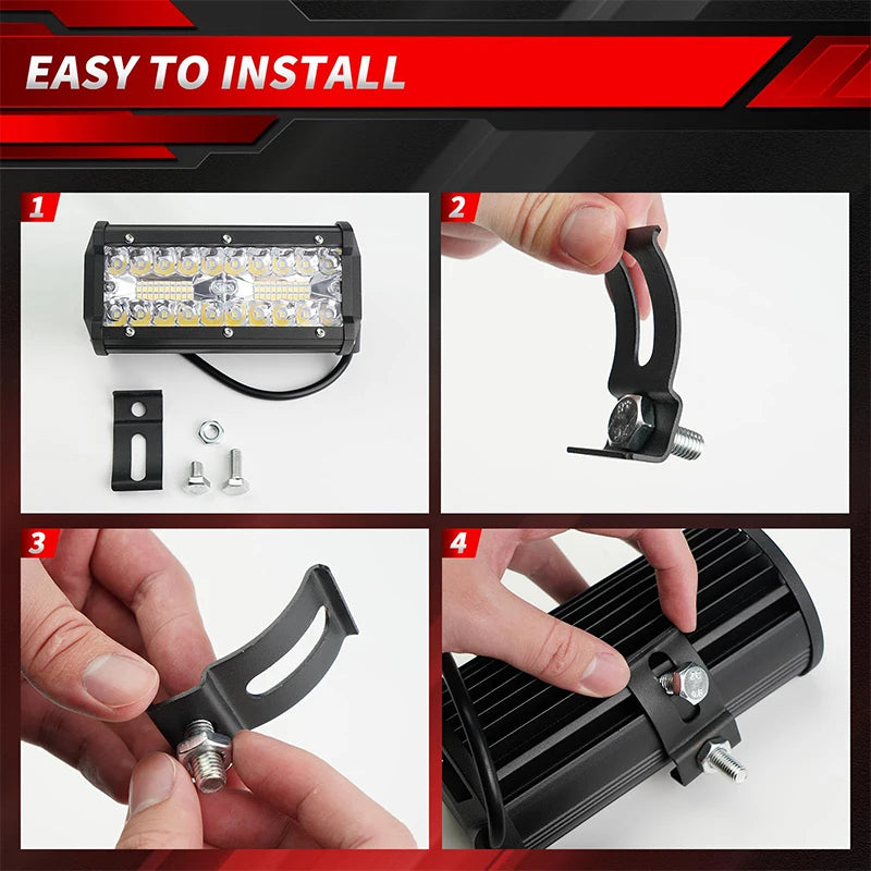 280W LED Light Bar Combo - 7 Inch, 28000lm Pod Lights for Trucks, Tractors & Off-Road Vehicles - Spot & Flood Beam Fog Lights fo