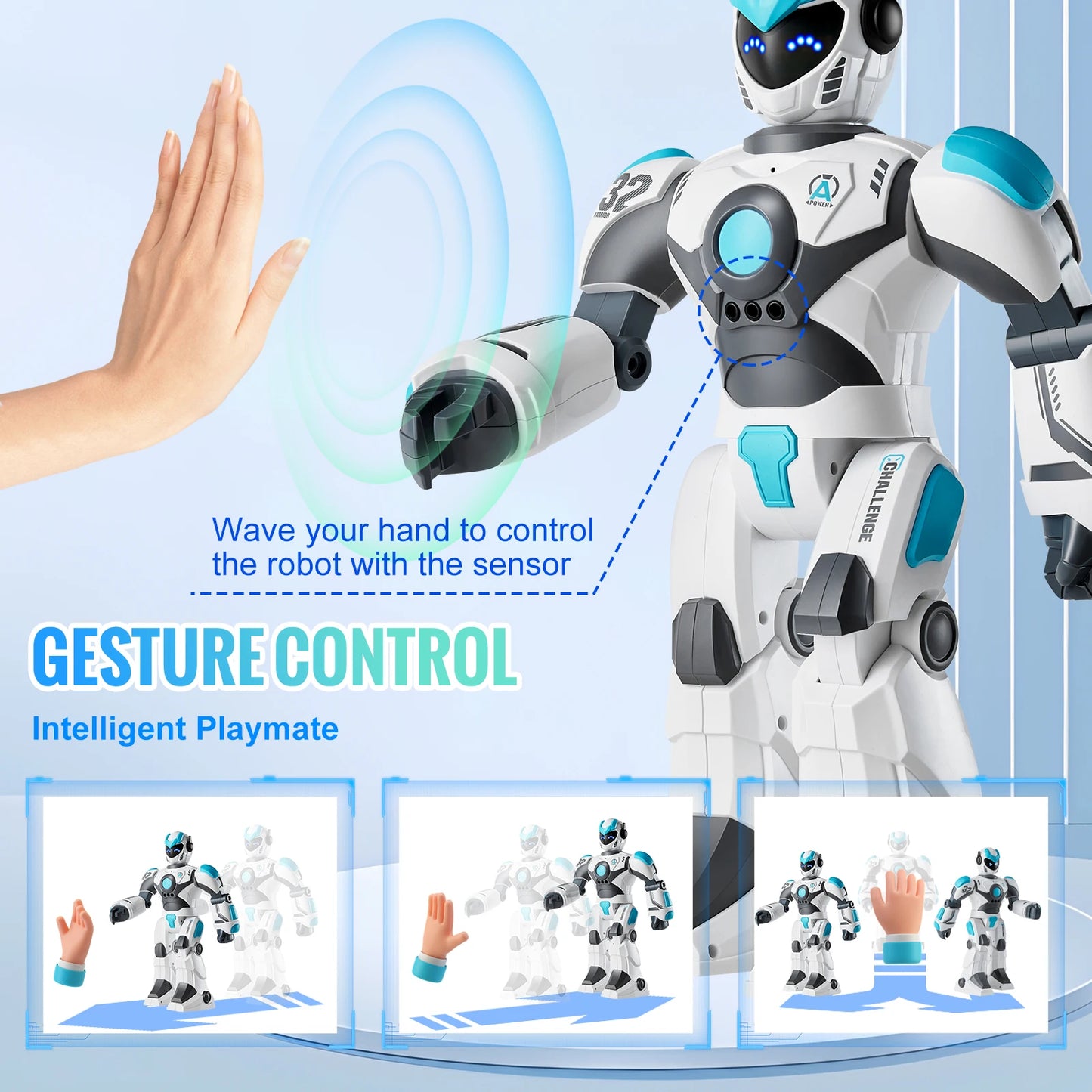 SucceBuy RC Robot Toys Mechanical Combat Police Early Education Intelligent Robot Electric Singing Children's Birthday Gift
