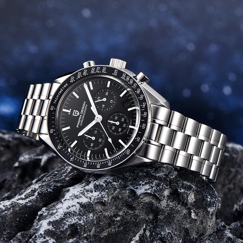 PAGANI DESIGN 2026 New Moon Watch Retro Quartz Watches For Men Stainless steel Luminous waterproof Luxury Sport Chronograph Man