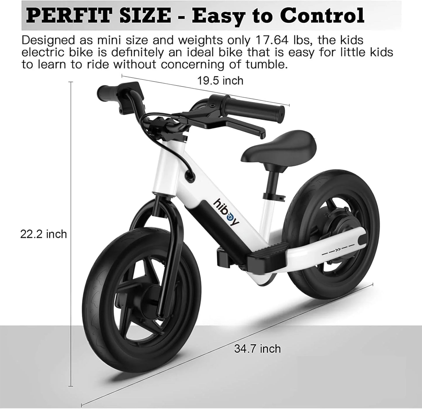Hiboy 12 Inch Tires, 150W Peak Motor, 21.6V/2.6Ah Battery,  Electric Balance Bike for Kids Ages 3-5