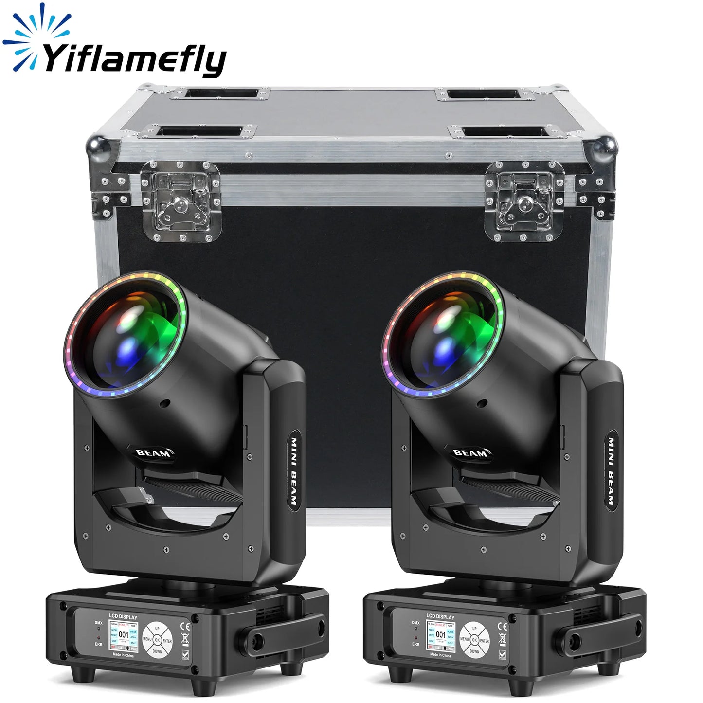 Yiflamefly 2Pcs 450W Moving Head Lights+1Pcs Flightcase With Wheel Combination Set For Wedding Party Music Show Stage Lighting