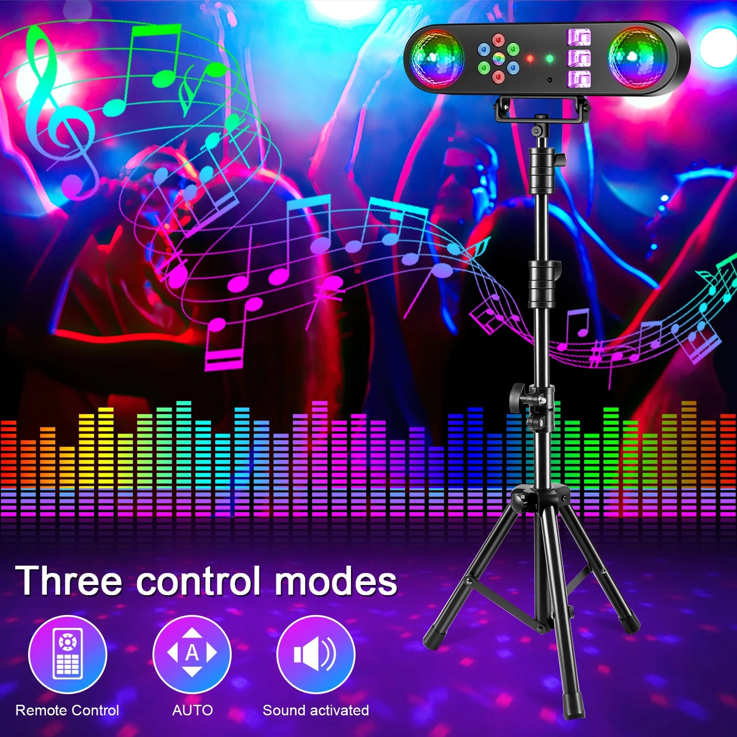 U'King Mini 5IN1 Bracket Effect Light Remote Control Mobile Stage Light Sound Control Strobe Magic Ball Light for DJ Show Party
