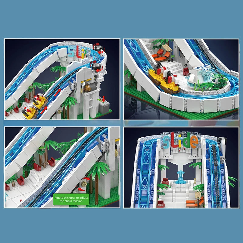 Mould King 11021 Amusement Park Toys The Motorized Water Slide Building Block Roller Coaster Brick Set Kids Christmas Gift