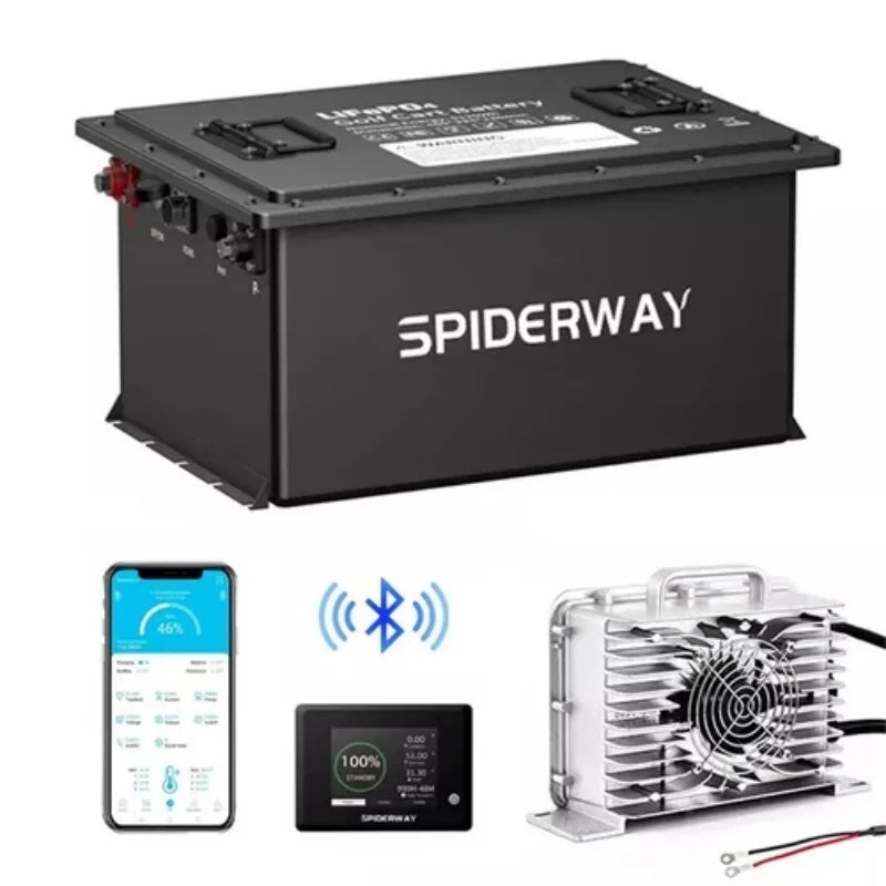 SpiderWay 36V 105Ah LiFePO4 Golf Cart Battery and Charger