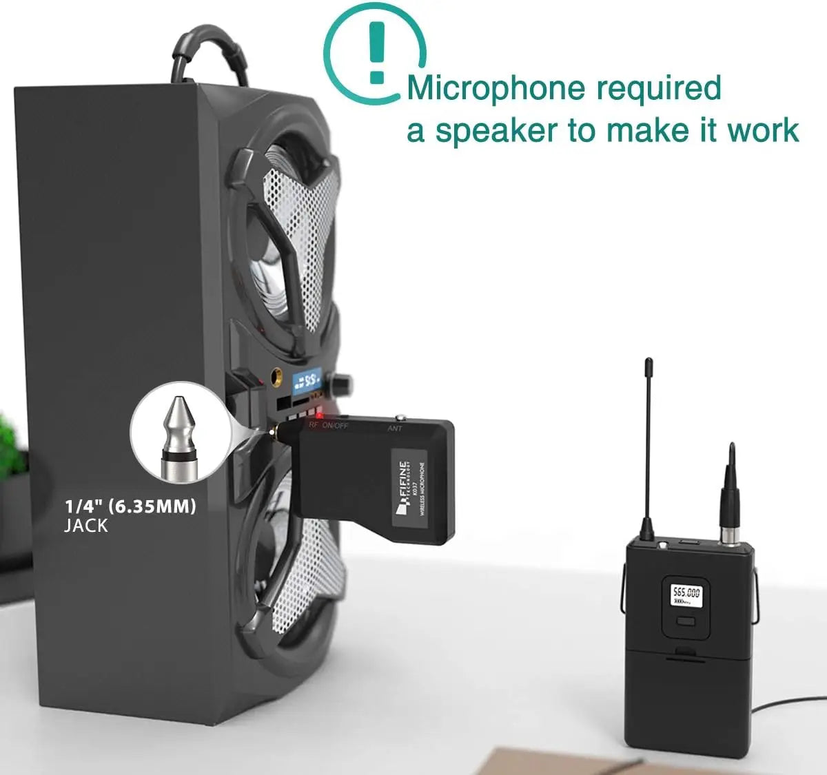 Wireless Microphone System with Headset & Lavalier Mics, Beltpack Transmitter/Receiver - Ideal for Teaching, Preaching