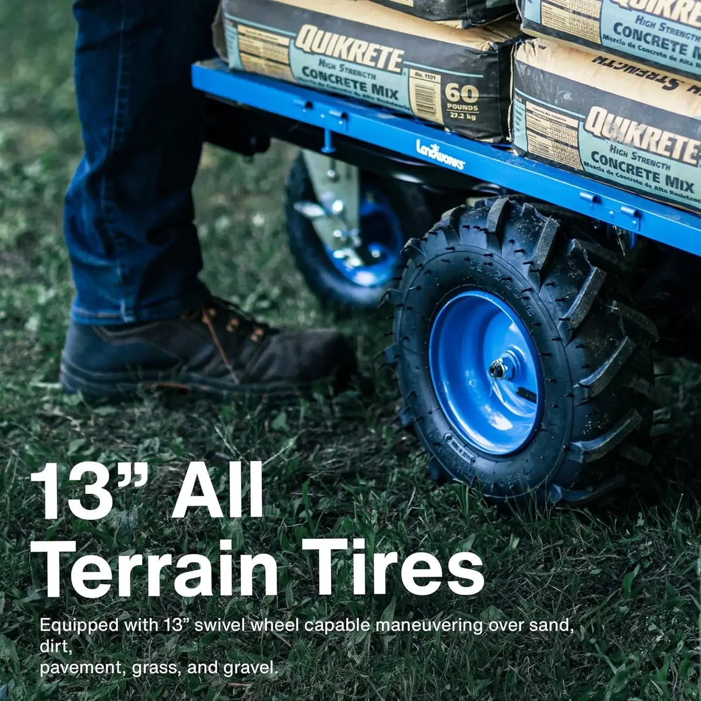 Utility Service Cart Wheelbarrow Power Wagon, Super Duty Electric 48V DC Li-Ion Battery Powered, 500 lbs Load & 1000+ lbs