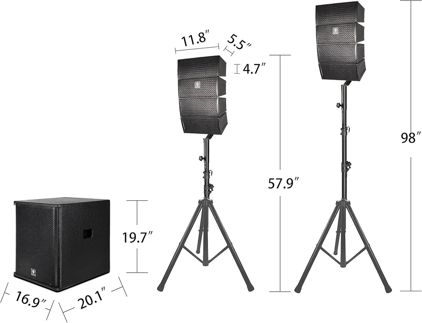 PRORECK Club 3500 Powered DJ PA Speaker System With Bluetooth