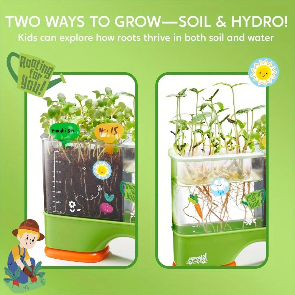Joyfy 2 in 1 Root Viewer Planting Science Kit for Kids Aged 6+ STEM Learning Gifts Soil Hydro Observation Kit Birthday Toys