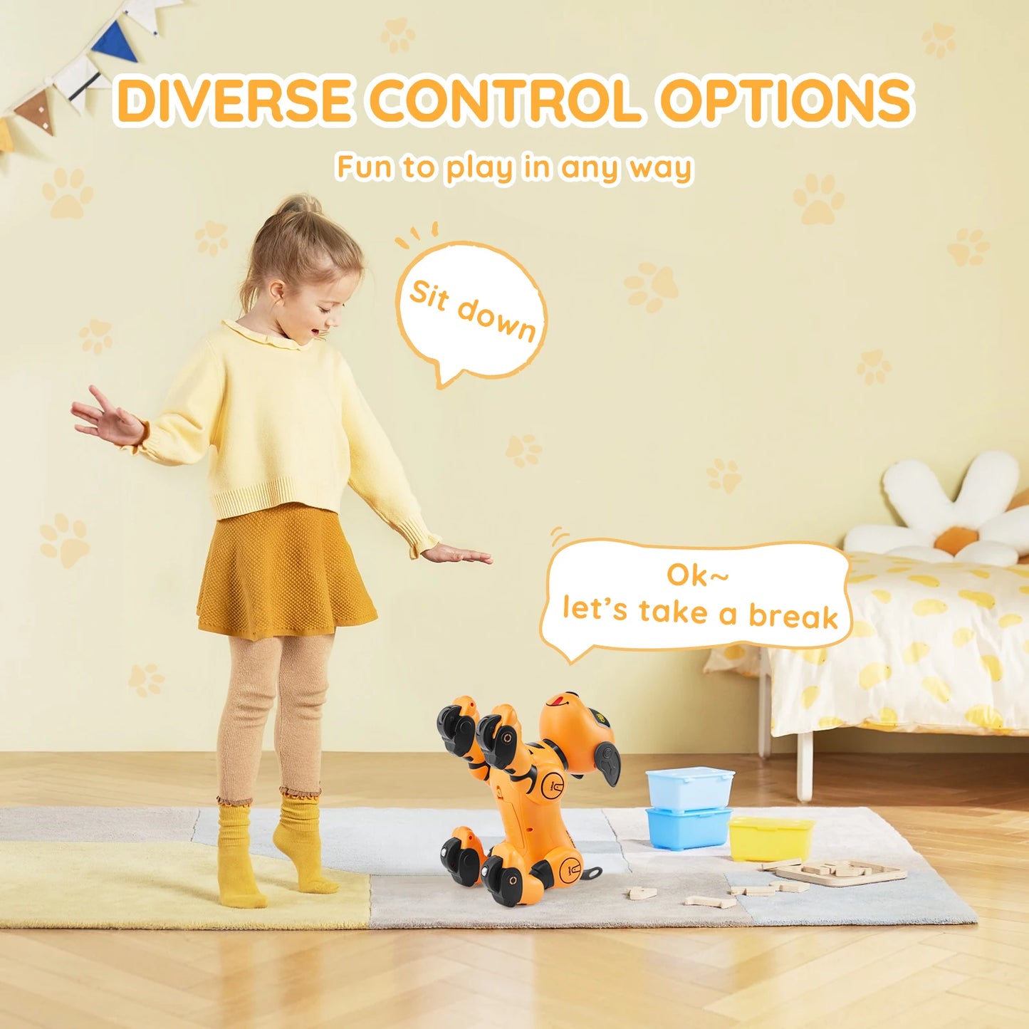 SucceBuy Remote Control Robot Dog Toy Dog Programmable Smart Interactive Robotic Pet for Kids Singing Dancing RC Stunt Toy