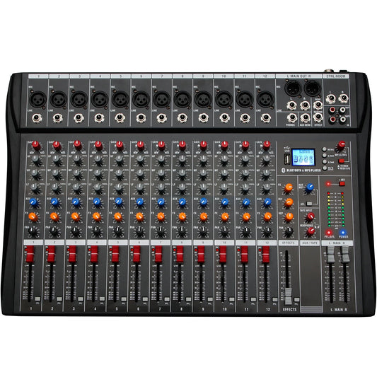 12 Channel Mixing Console With USB Function Suitable For Home DJ Recording Studio Stage Performance Mixer Audio